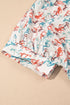 Allover Galloping Horse Print Western Split Neck Blouse