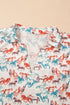 Allover Galloping Horse Print Western Split Neck Blouse