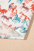 Allover Galloping Horse Print Western Split Neck Blouse