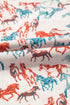Allover Galloping Horse Print Western Split Neck Blouse