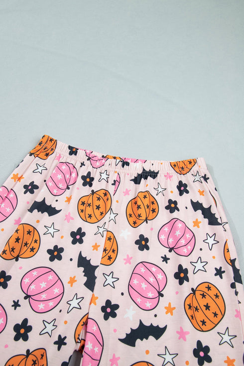 Allover Pumpkin Print Long Sleeve Coordinated Lounge Set