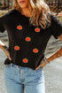 Allover Textured Chenille Pumpkin Patch Short Sleeve Halloween Tee