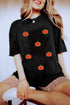 Allover Textured Chenille Pumpkin Patch Short Sleeve Halloween Tee