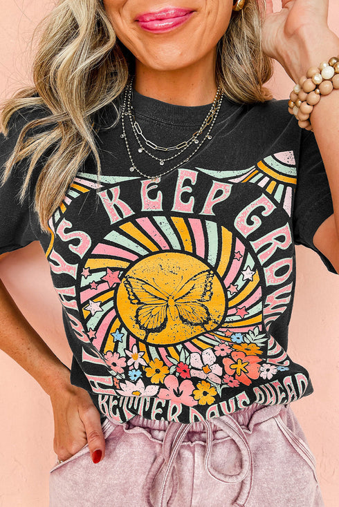 Always Keep Growing Butterfly Sunburst Graphic Tee