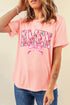 Amen Floral Letter Graphic Bow Detail Short Sleeve T-Shirt