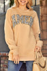 Amen Leopard Letter Print Oversized Pullover Sweatshirt