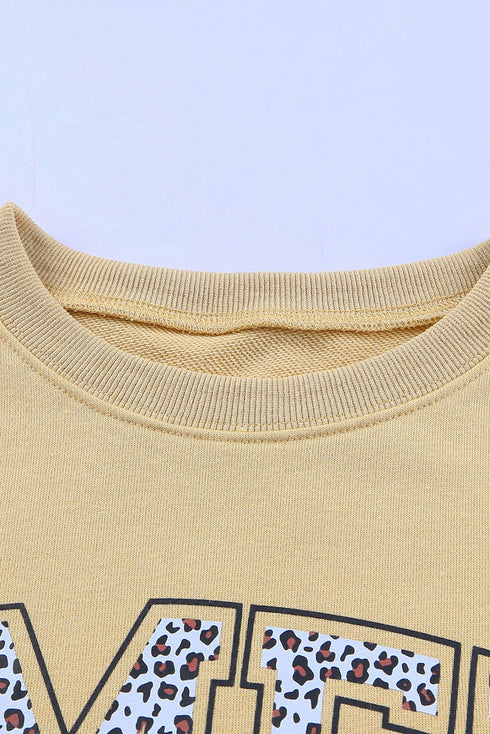 Amen Leopard Letter Print Oversized Pullover Sweatshirt