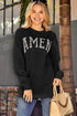 Amen Leopard Letter Print Oversized Pullover Sweatshirt