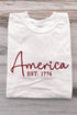 America Est 1776 Embroidered Crew Neck Graphic Tee