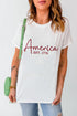 America Est 1776 Embroidered Crew Neck Graphic Tee