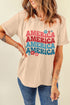 America Floral Letter Graphic Short Sleeve Tee