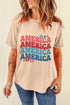 America Floral Letter Graphic Short Sleeve Tee