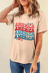 America Floral Letter Graphic Short Sleeve Tee