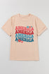 America Floral Letter Graphic Short Sleeve Tee
