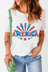America Graphic Print Short Sleeve Round Neck Tee