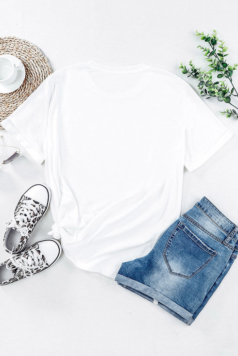 America Graphic Print Short Sleeve Round Neck Tee