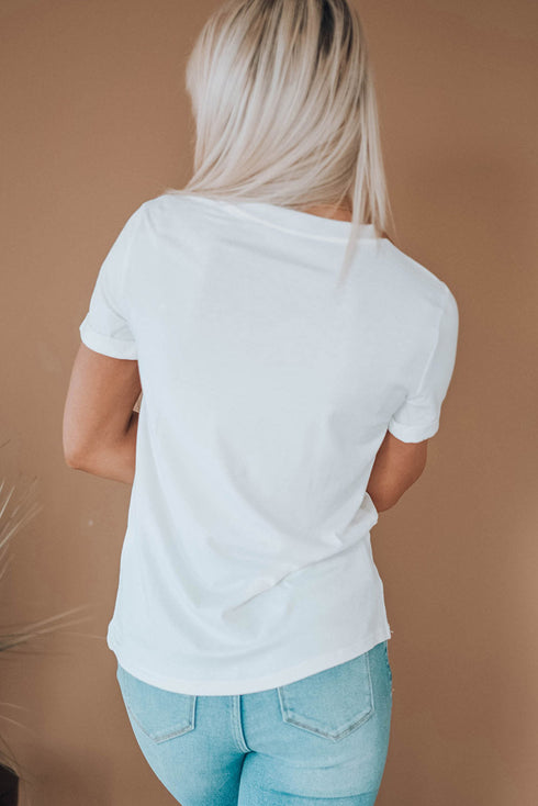 America Graphic Print Short Sleeve Round Neck Tee
