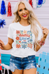 America Land Of The Free Floral Graphic Crewneck Tee