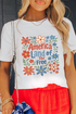 America Land Of The Free Floral Graphic Crewneck Tee