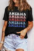 America Letter Print Crewneck Short Sleeve Graphic Tee