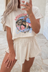 American Cowboy Letter Print Ruffle Skort Graphic Set