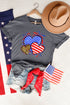 American Flag And Leopard Print Hearts Patriotic Graphic Tee