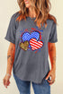 American Flag And Leopard Print Hearts Patriotic Graphic Tee