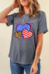 American Flag And Leopard Print Hearts Patriotic Graphic Tee