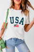 American Flag Print Oversized Short Sleeve Graphic Tee