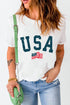 American Flag Print Oversized Short Sleeve Graphic Tee