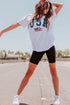 American Flag Print Oversized Short Sleeve Graphic Tee