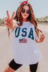 American Flag Print Oversized Short Sleeve Graphic Tee