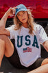 American Flag Print Oversized Short Sleeve Graphic Tee