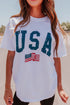 American Flag Print Oversized Short Sleeve Graphic Tee