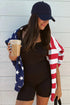 American Flag Star Stripe Zipped Collar Oversized Sweatshirt