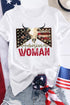 American Woman Bull Skull Graphic Short Sleeve Tee