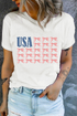 Americana Bow Graphic Round Neck Short Sleeve Tee