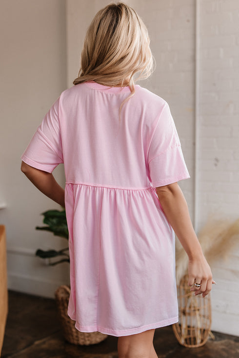 Americana Glam Sequin Patch Graphic Short Sleeve Shift Dress