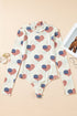 Americana Sheer Mesh Glitter Heart Print Long Sleeve Bodycon Bodysuit