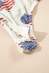 Americana Sheer Mesh Glitter Heart Print Long Sleeve Bodycon Bodysuit