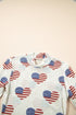 Americana Sheer Mesh Glitter Heart Print Long Sleeve Bodycon Bodysuit