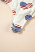 Americana Sheer Mesh Glitter Heart Print Long Sleeve Bodycon Bodysuit