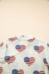 Americana Sheer Mesh Glitter Heart Print Long Sleeve Bodycon Bodysuit