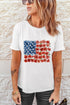 Americana Star Floral Flag Graphic Crewneck Patriotic Spirit Tee Top