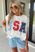 Americana USA Letter Print Dolman Sleeve Tee