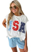 Americana USA Letter Print Dolman Sleeve Tee