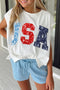 Americana USA Letter Print Dolman Sleeve Tee