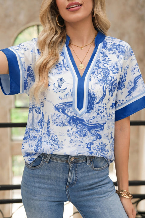 Animal Paradise Raglan Sleeve V Neck Blouse