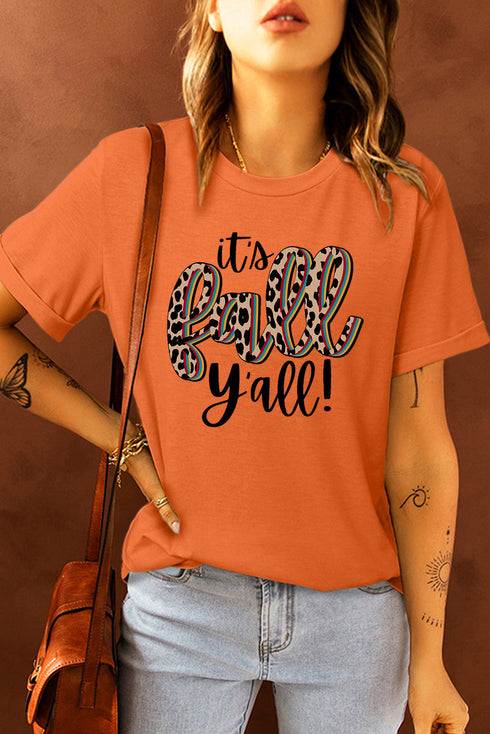 Animal Pattern Letter Graphic Print Crew Neck Tee