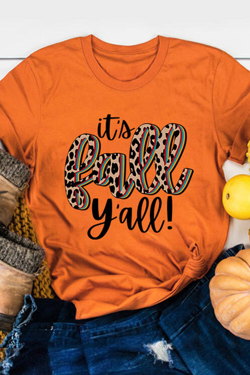 Animal Pattern Letter Graphic Print Crew Neck Tee